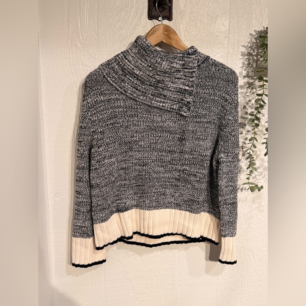MARLED‎ CABLE Split Turtleneck Sweater NWOT black marl